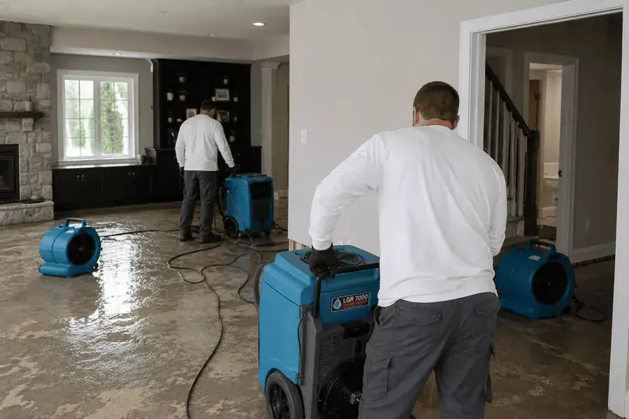 Natick Water Damage Pros technician on a MetroWest water damage job
