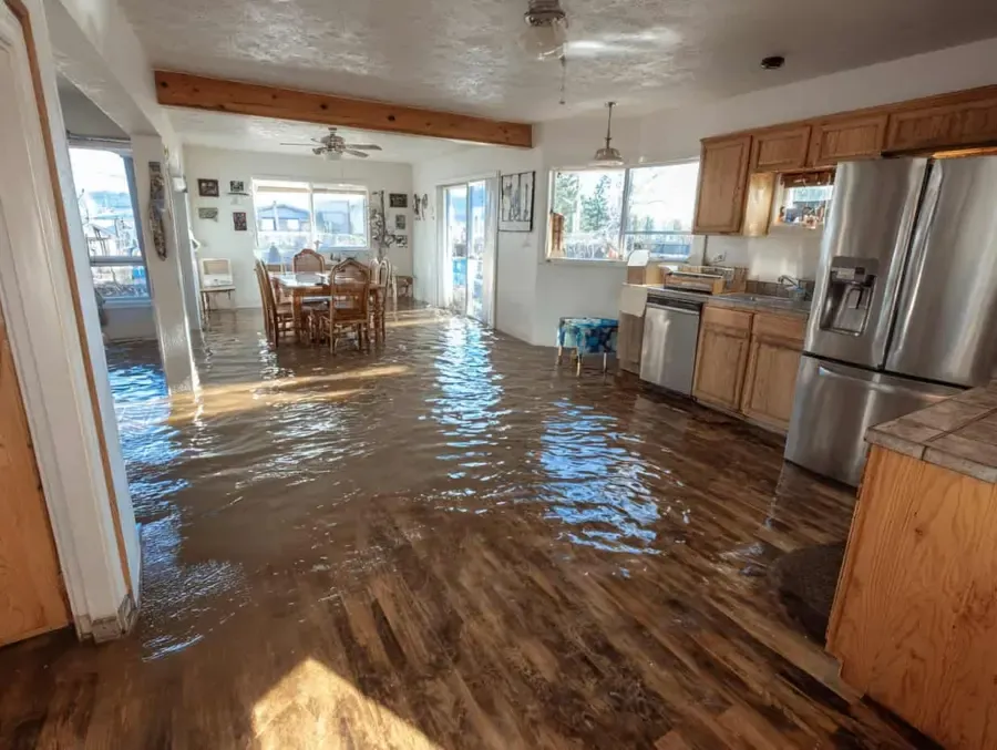 Standing floodwater across a Natick home after a Nor'easter